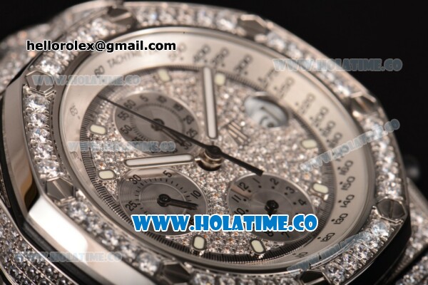 Audemars Piguet Royal Oak Offshore Chrono Swiss Valjoux 7750 Automatic Steel/Diamonds Case with White Markers and Diamonds Bezel(NOOB) - Click Image to Close